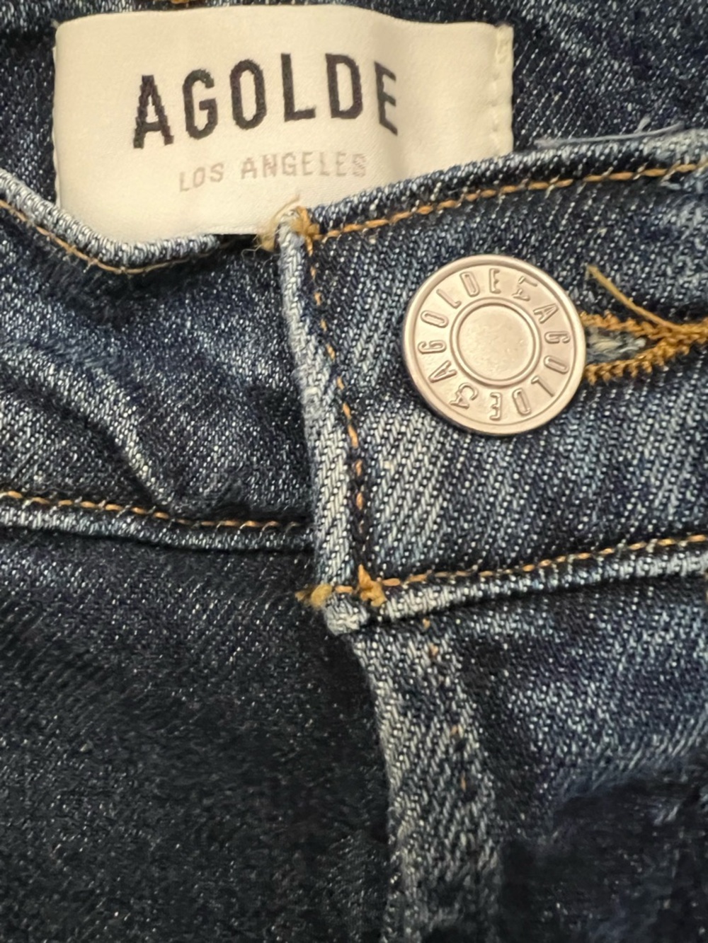 Agolde Straight Leg Jeans in Deep Blue Wash size 27 EUC - Picture 4 of 13